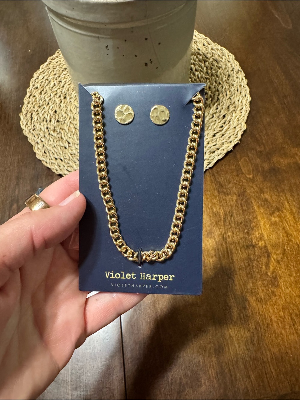Violet Harper Gold Tone Chain Necklace & Stud Earrings Set ✨